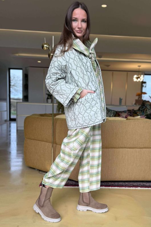 Dolman Cotton Quilted Jacket Vintage Washed Khaki